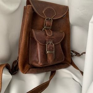 Real leather backpack pouch